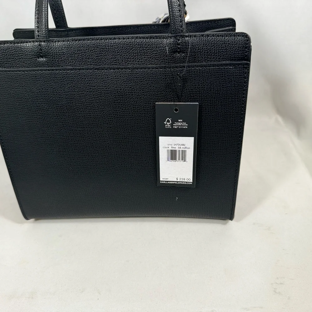 Karl Lagerfeld black Medallion Bag NWT and twilly (chain not included) - Picture 4 of 10